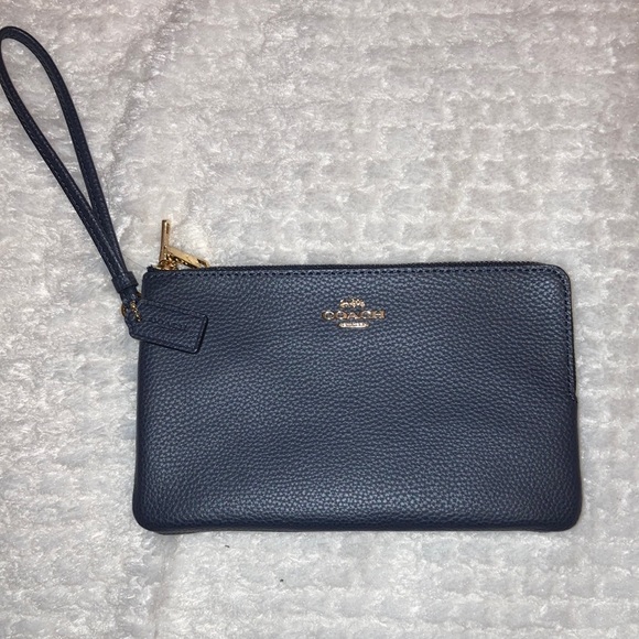 Coach Handbags - COACH Large Corner Double Zip Wristlet In Midnight
